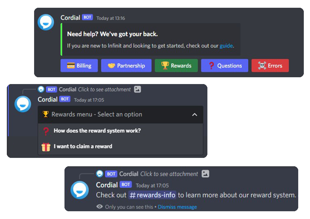 Example of a custom Discord panel with buttons